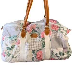 Gitano Vintage Floral Plaid Patchwork Duffle Bag Weekender Canvas Travel Bag